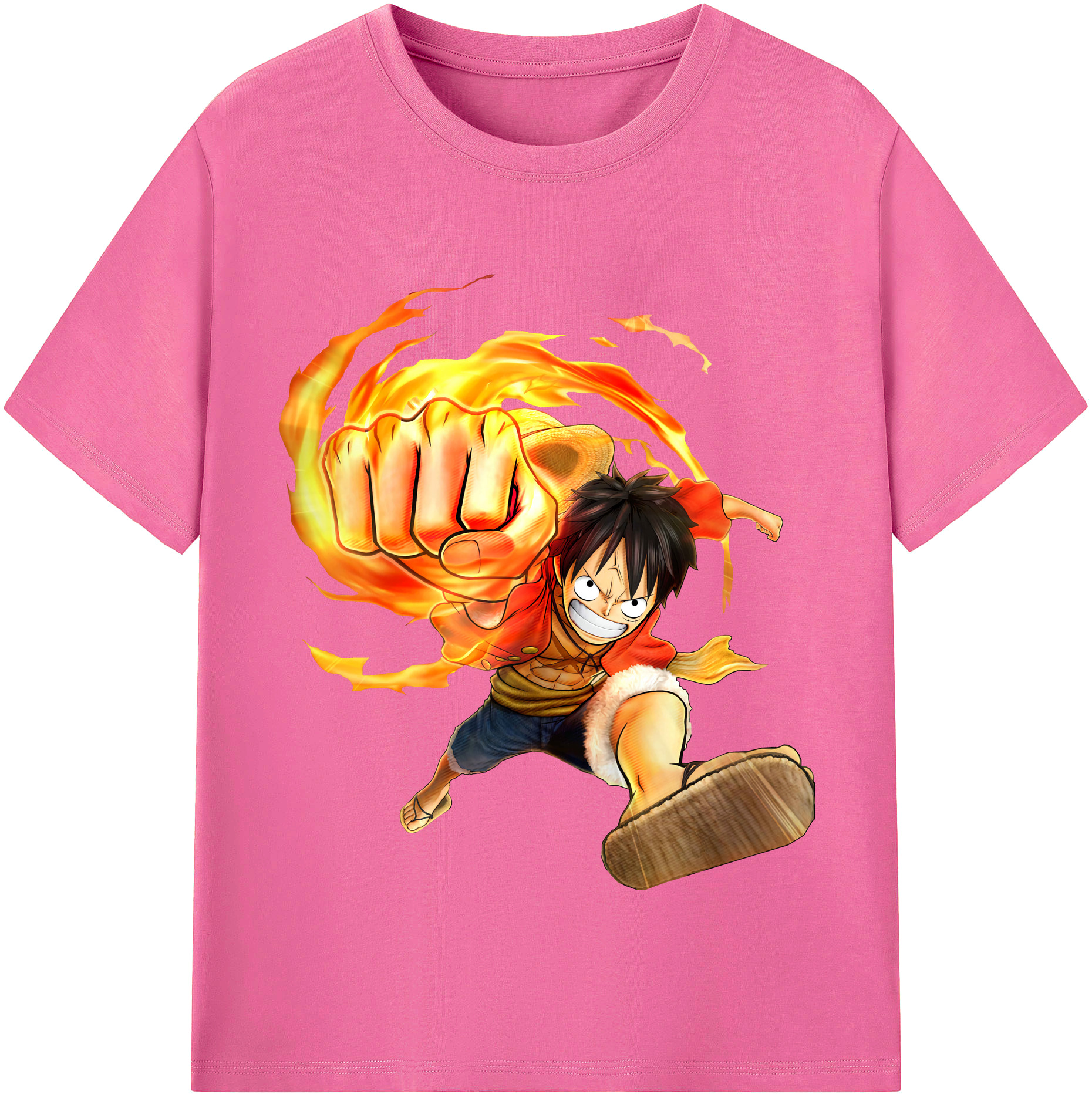 ワンピース モンキー・D・ルフィ ONE PIECE Monkey D. Luffy レディースカジュアルプリントTシャツ（綿100％）